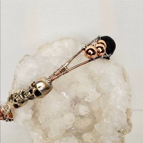 Channel Set Lava Stone/Bead & Copper Bracelet - Picture 7 of 7